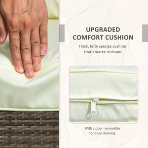 Ensemble de mobilier de jardin 3 pièces en résine tressée, beige