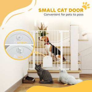 Barrière de sécurité pour chien de 89 cm de hauteur, fixation par pression pour escalier, blanche