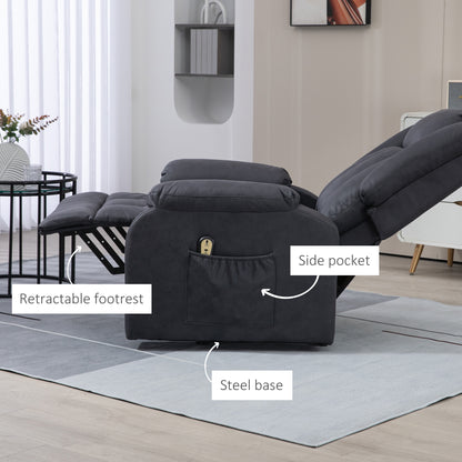 Fauteuil releveur pour seniors, fauteuil inclinable électrique en microfibre avec télécommande, montage rapide, gris anthracite