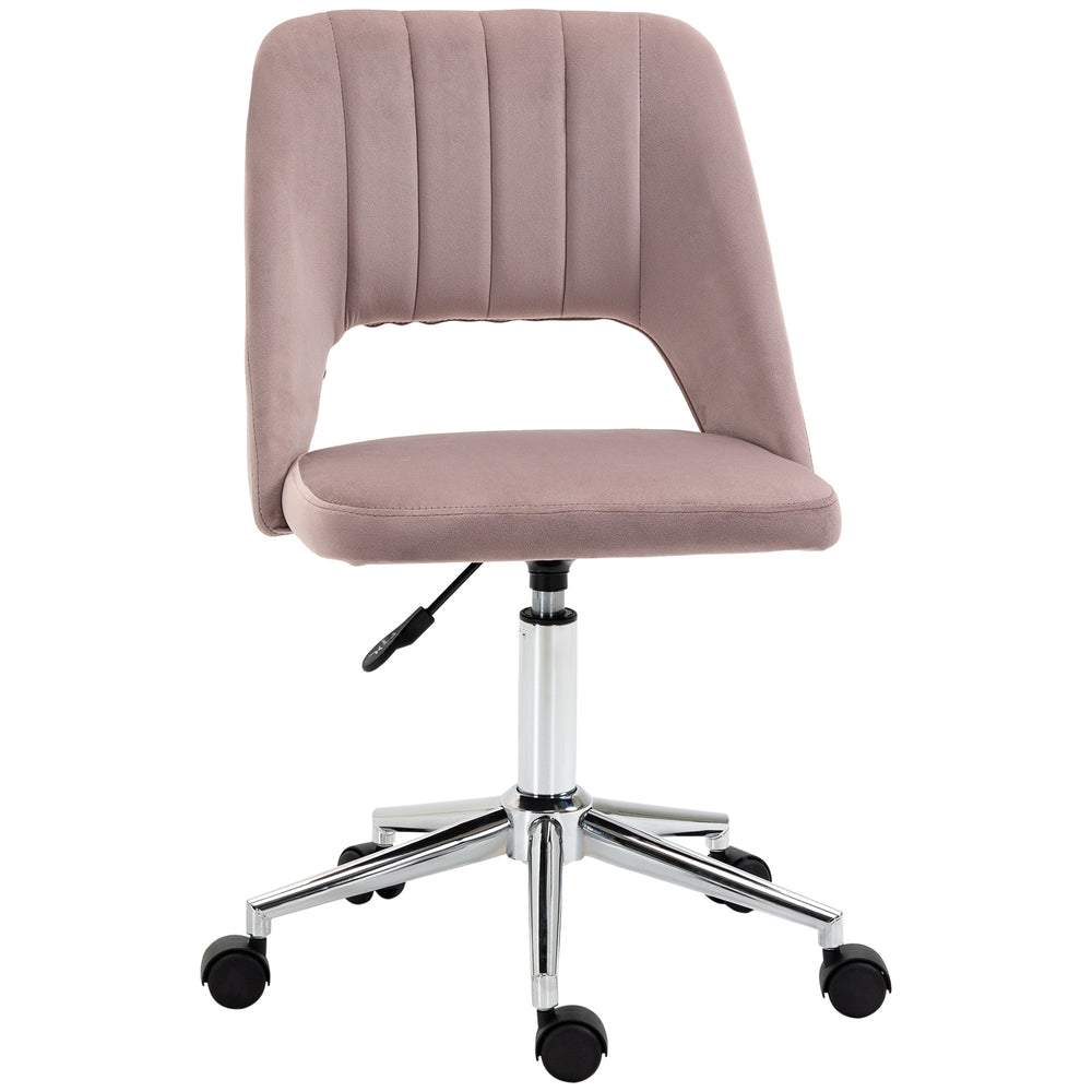 Pink velvet mid-back office chair