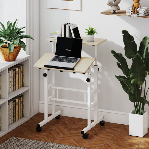 Height and tilt adjustable sit-stand desk