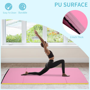 Tapis de gymnastique pliable 4'x6'x2'' avec poignées de transport, rose