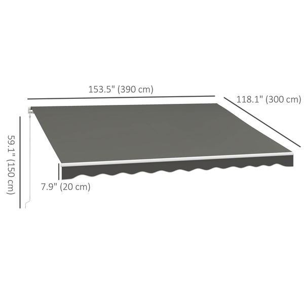 Store pare-soleil rétractable électrique 13' x 10' avec télécommande pour terrasse, gris clair