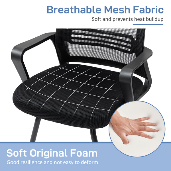 Chaise de bureau ergonomique sans roulettes, noire