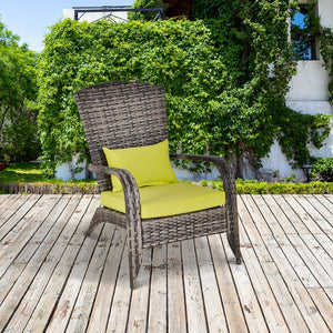 Fauteuil Adirondack en résine tressée avec coussins moelleux, vert