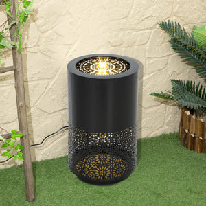 Fontaine cascade de jardin avec lumières LED, fontaine d'extérieur à débit réglable, noire