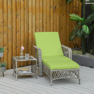 2-piece garden set in woven resin with cushions, green
