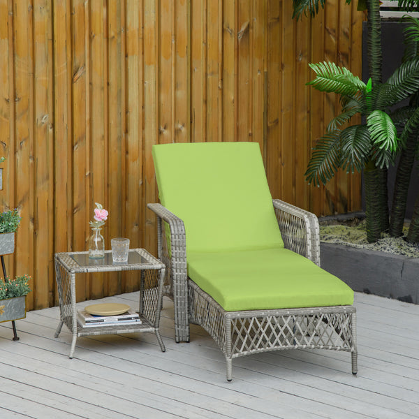 2-piece garden set in woven resin with cushions, green