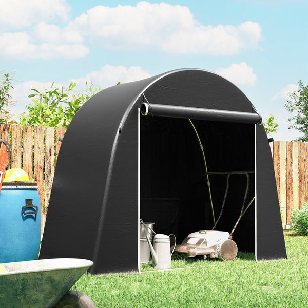 Abri de jardin portable imperméable avec porte zippée enroulable et structure en métal galvanisé