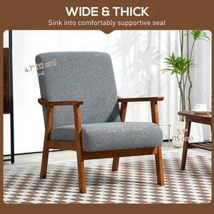 Fauteuil de salon avec assise large et rembourrage épais, gris