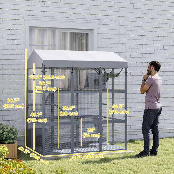 Enclos avec fond anti-fugue et nettoyage facile, gris