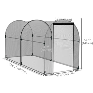 Grow cage with roll-up zippered door