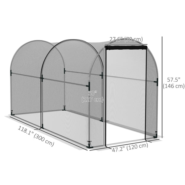 Grow cage with roll-up zippered door