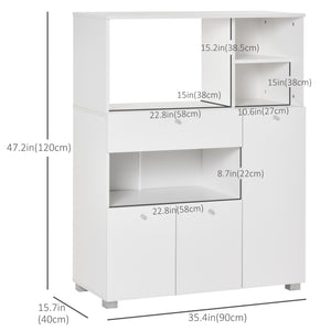 Armoire de cuisine avec support pour four à micro-ondes, blanc