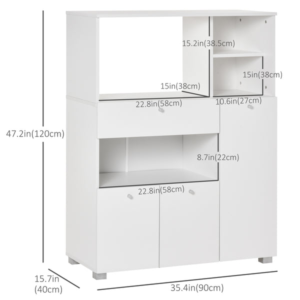 Armoire de cuisine avec support pour four à micro-ondes, blanc