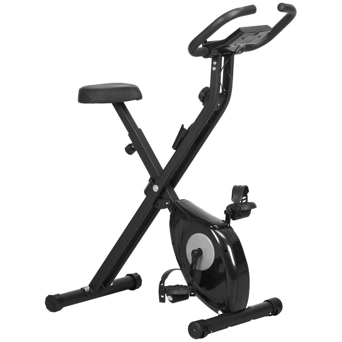 Vélo d'appartement pliable avec résistance magnétique à 8 niveaux, écran LCD, support de téléphone pour salle de sport à domicile, noir