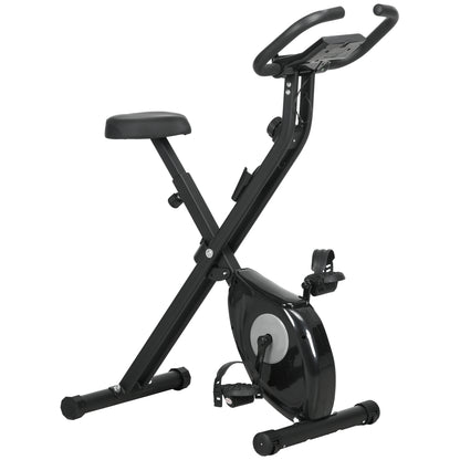 Vélo d'appartement pliable avec résistance magnétique à 8 niveaux, écran LCD, support de téléphone pour salle de sport à domicile, noir