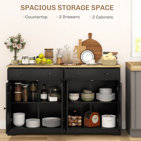 Buffet moderne avec tiroirs de rangement et étagères réglables, noir