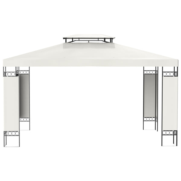 10' x 13' Outdoor Gazebo, Double Roof Patio Gazebo Canopy Shelter with Screen Decorate Corner Frame, White