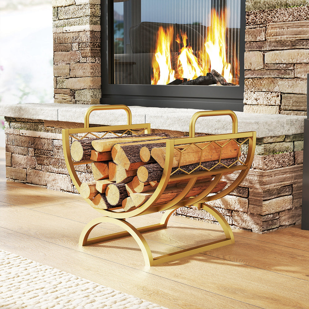 Heavy duty gold log holder with handles
