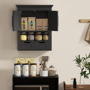 Wall-mounted bathroom cabinet with shelf, black