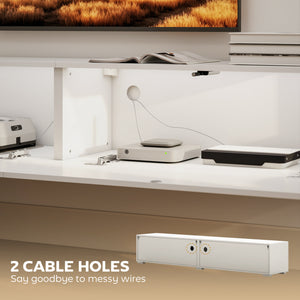 Floating TV Stand for TVs up to 75 Inch, 70.9" TV Cabinet, Entertainment Center with 2 Flip Doors, High Gloss White