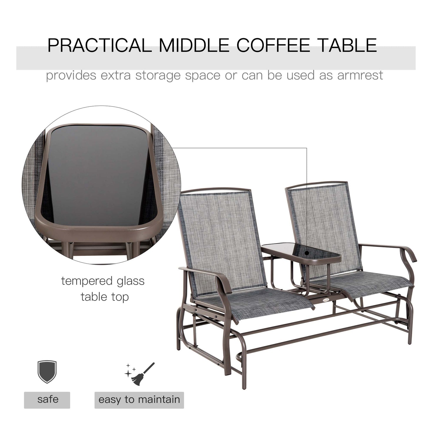 Outsunny 2-seater sliding garden bench