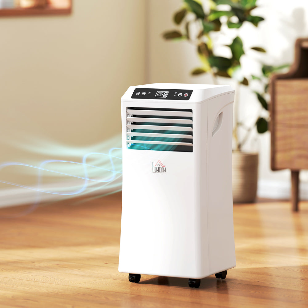 Climatiseur portable de 10 000 BTU avec refroidissement, déshumidificateur et 2 vitesses de ventilation, blanc