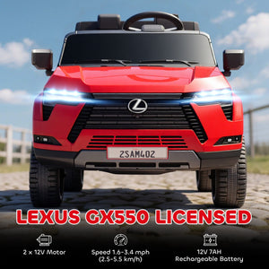 Lexus GX550 12 V 2 places, avec télécommande et suspension, rouge
