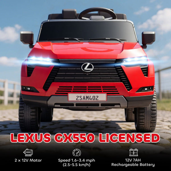 Lexus GX550 12 V 2 places, avec télécommande et suspension, rouge