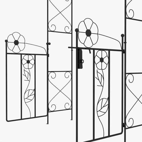 Arche de jardin en métal avec double portail, noir