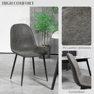 Lot de 4 chaises de salle à manger rétro rembourrées en cuir synthétique