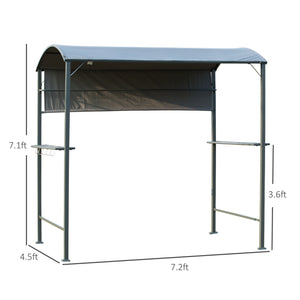 Outsunny BBQ Gazebo 7'x4.5' Outdoor Tent Metal Frame Sunshade Gray |