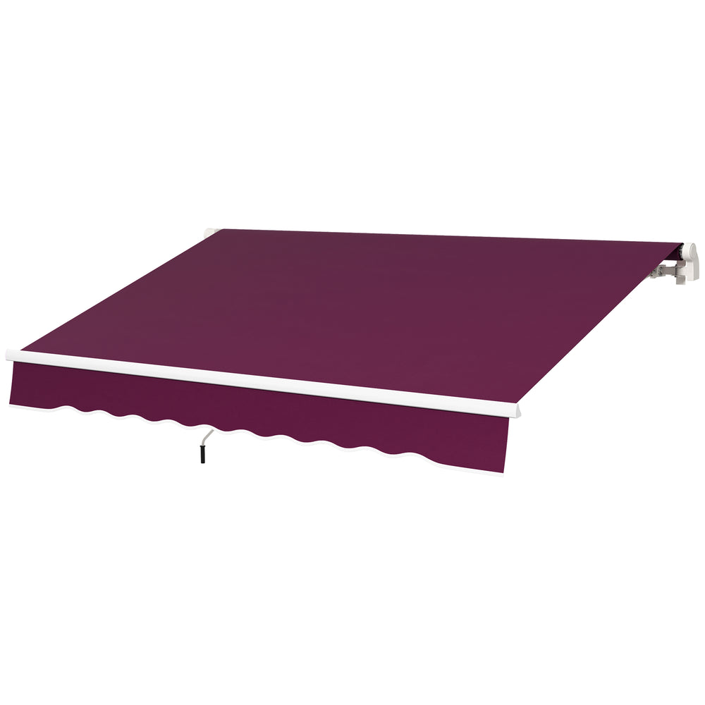 Store banne rétractable manuel 10' x 8' avec éclairage LED, cadre en aluminium, pare-soleil pour porte-fenêtre, rouge vin