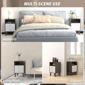 Lot de 2 tables de chevet modernes avec 3 tiroirs et rangement ouvert, gris