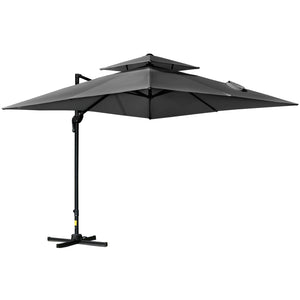 Parasol déporté de 10 pieds avec 5 angles d'inclinaison réglables, housse de protection, gris anthracite