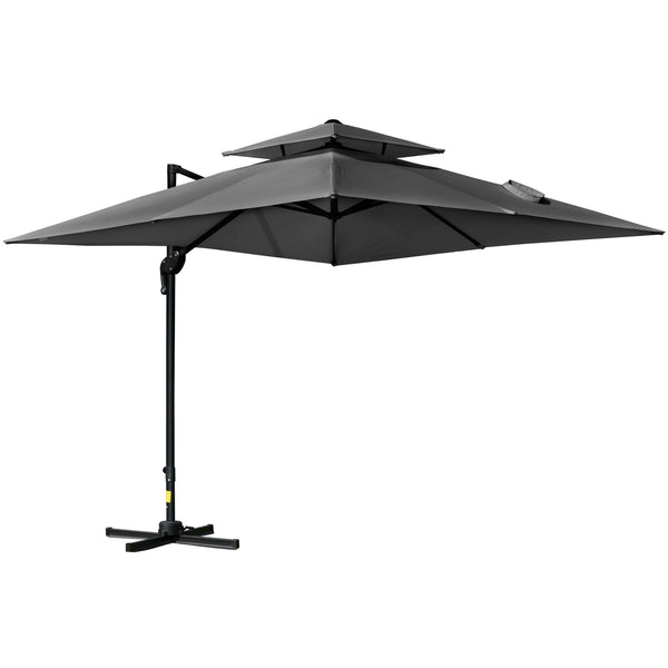 Parasol déporté de 10 pieds avec 5 angles d'inclinaison réglables, housse de protection, gris anthracite