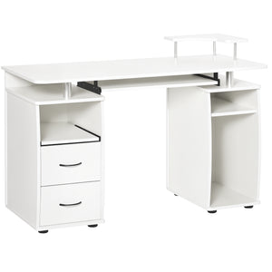 Bureau d'ordinateur avec plateau pour clavier, blanc