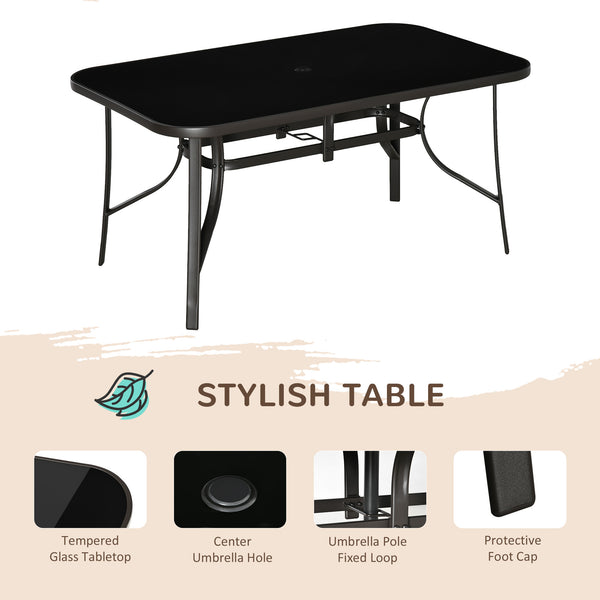 Ensemble de salle à manger 8 pièces avec parasol, 6 chaises et table, gris