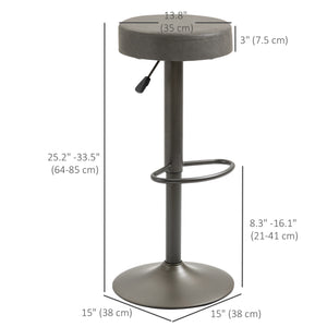 Set of 2 modern bar stools in faux leather, dark grey