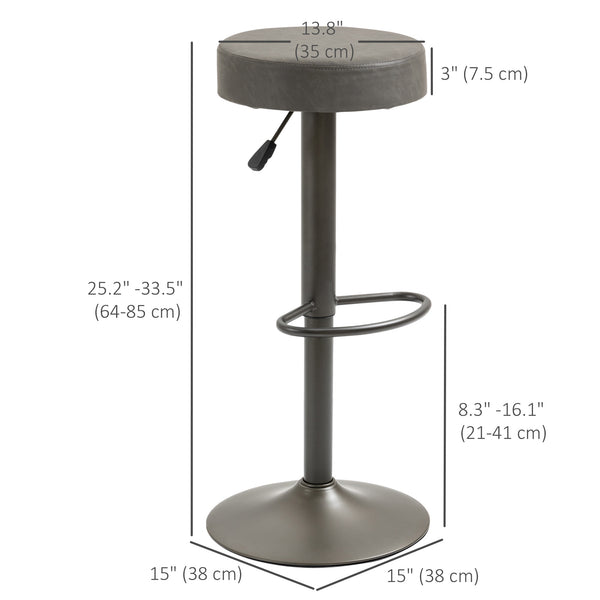 Set of 2 modern bar stools in faux leather, dark grey