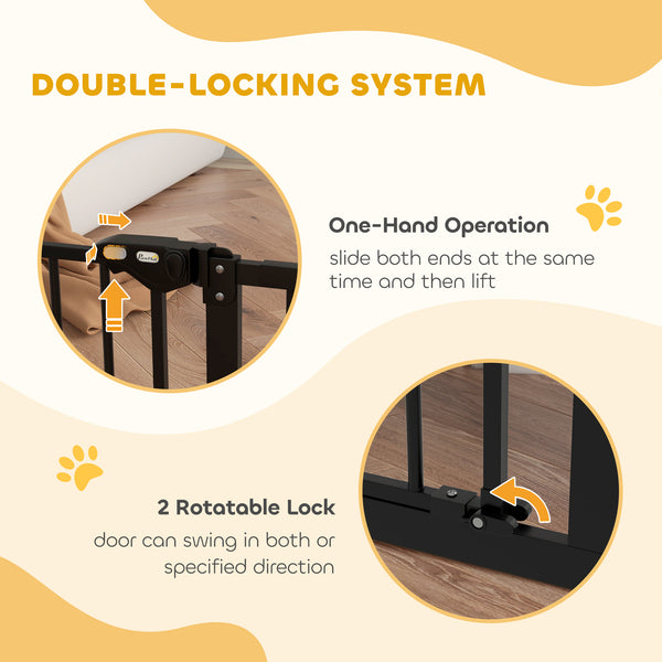 Barrière pour animaux de compagnie avec porte, noire