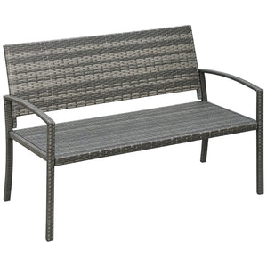 Banc de jardin deux places en rotin tressé, gris