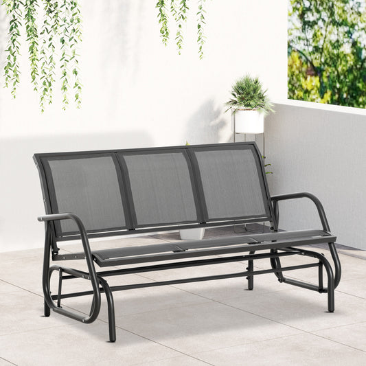 Outsunny 3 Seater Outdoor Rocking Chair, Steel Frame, Fabric Seat for Garden, Backyard, Lawn, Grey