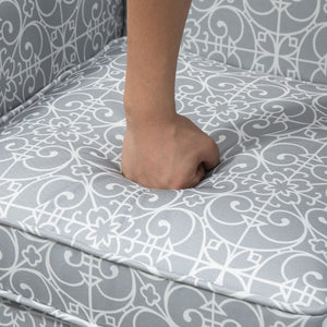 Fauteuil d'appoint rembourré avec tissu doux en lin, gris