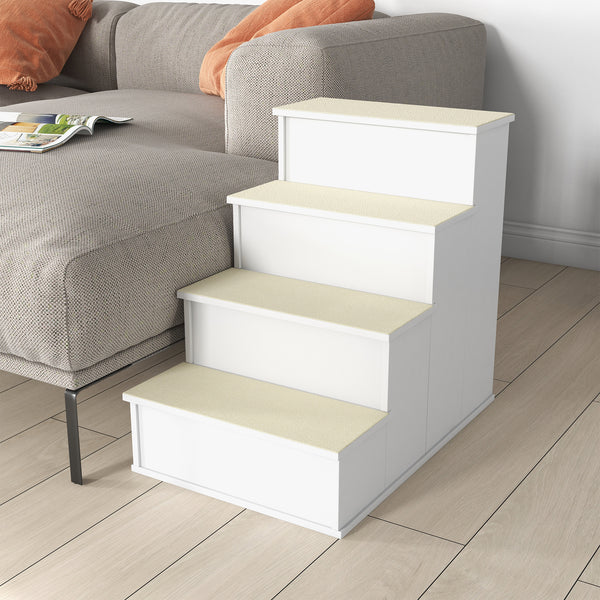 Pet stairs with non-slip covering, white
