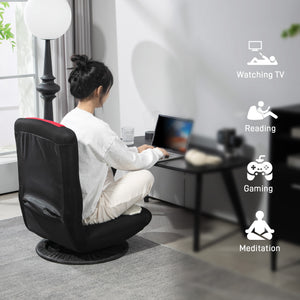 Chaise de sol pliante pivotante à 360 degrés, réglable sur 6 positions, rouge