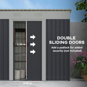 Abri de jardin en métal avec portes coulissantes verrouillables et aérations