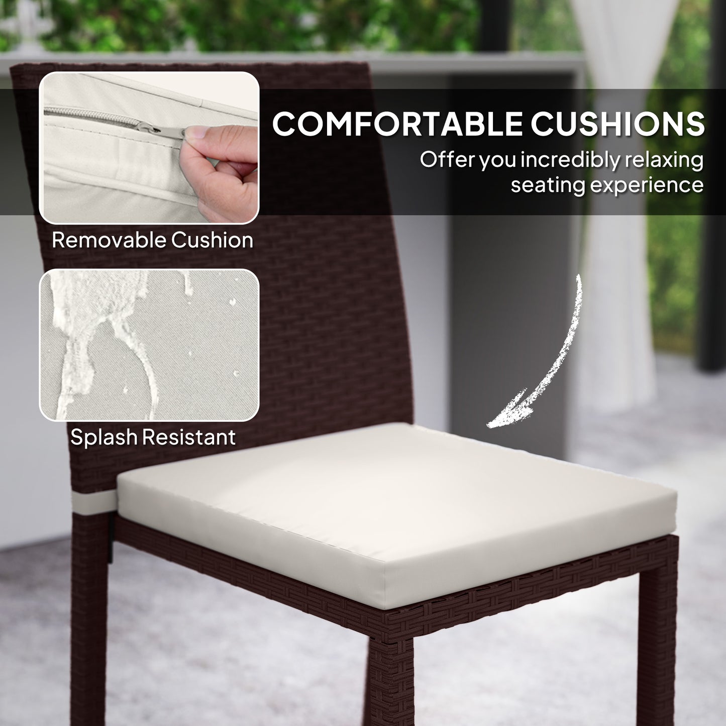 Ensemble de 4 chaises de salle à manger en osier, beige