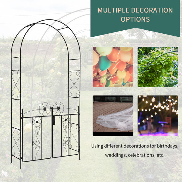 Arche de jardin en métal avec double portail, noir